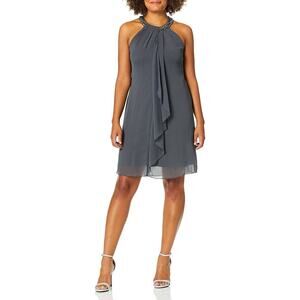 NEW S.L. Fashions Jewel Neck Sheath Dress Formal Cocktail Party Steel Gray 14